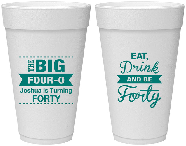 Personalized Birthday 20 oz Foam Cups - 40th | 20243