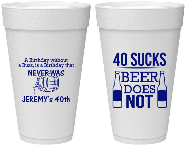 Personalized Birthday 20 oz Foam Cups - 40th | 20247