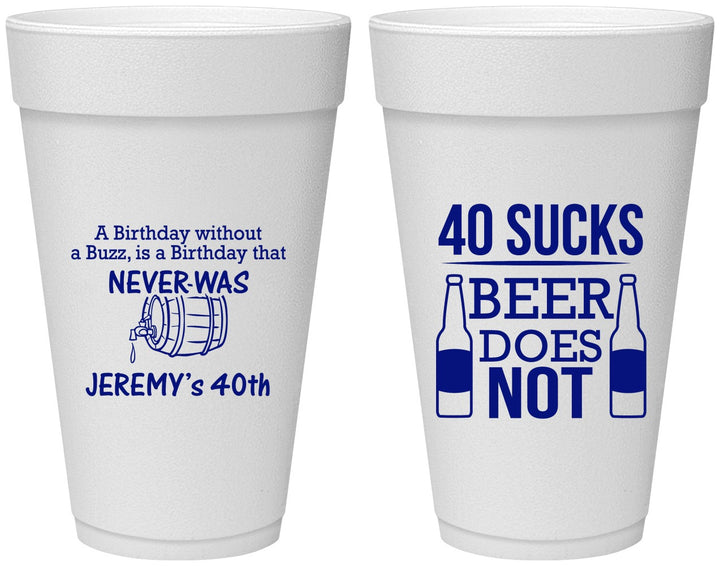 Personalized Birthday 20 oz Foam Cups - 40th | 20247