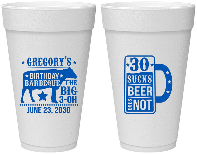 Personalized Birthday 20 oz Foam Cups - 30th | 20248
