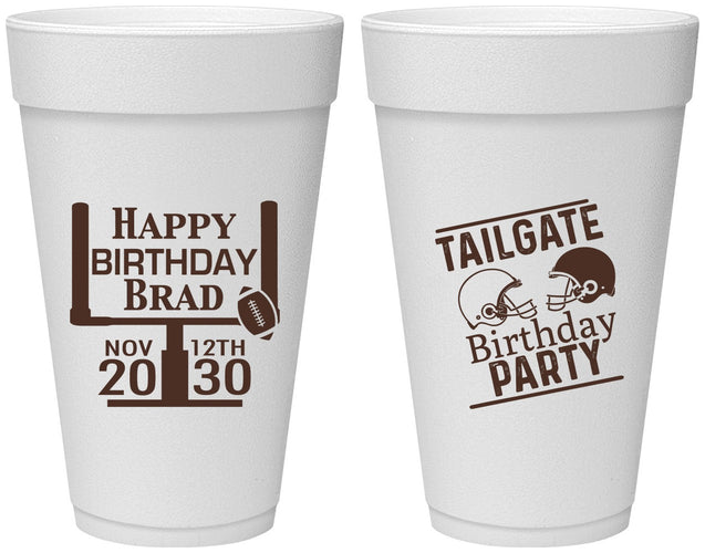 Personalized Birthday 20 oz Foam Cups - Football | 20256