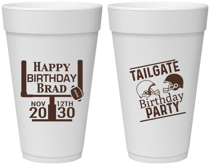 Personalized Birthday 20 oz Foam Cups - Football | 20256