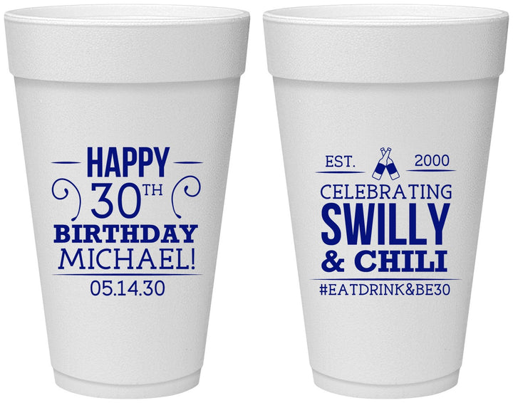Personalized Birthday 20 oz Foam Cups - 30th | 20257