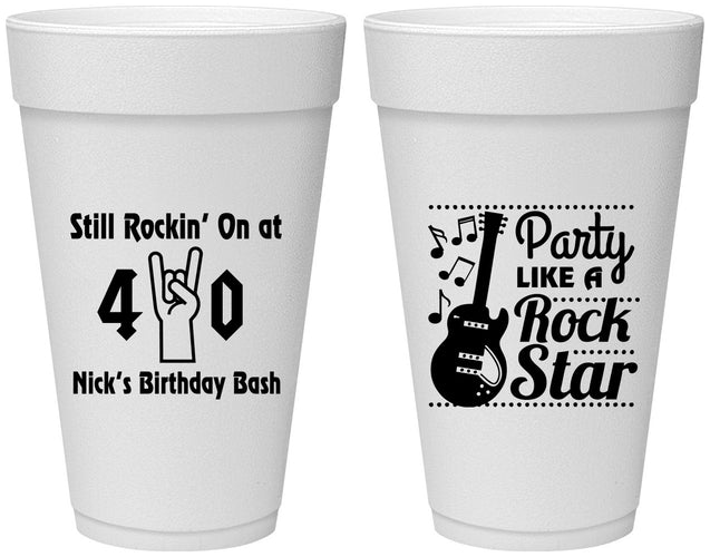 Personalized Birthday 20 oz Foam Cups - 40th Rock Star | 20266