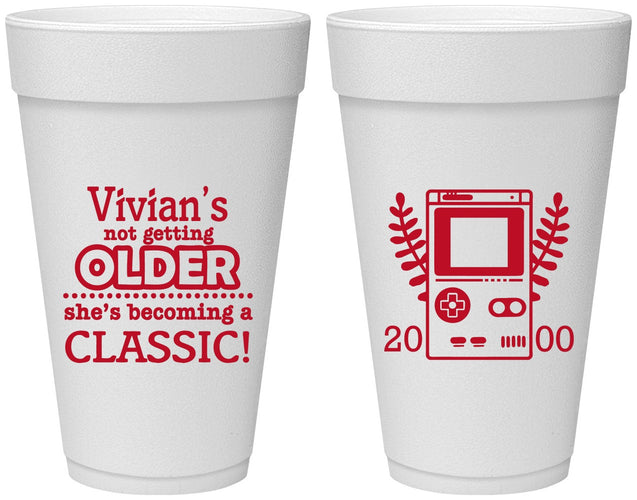 Personalized Birthday 20 oz Foam Cups - 30th Video Games | 20267