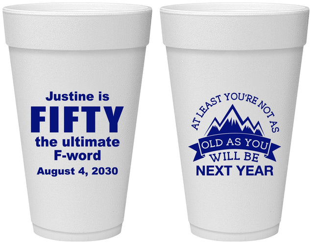 Personalized Birthday 20 oz Foam Cups - 50th | 20268