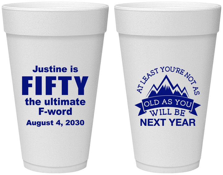 Personalized Birthday 20 oz Foam Cups - 50th | 20268