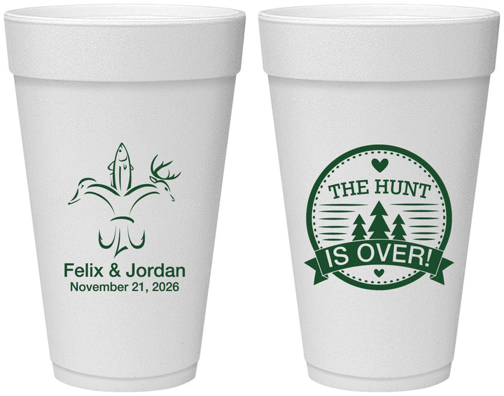 Personalized Wedding 20 oz Foam Cups - The Hunt Is Over | 203