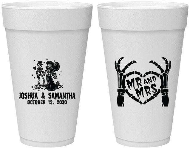 Personalized Wedding 20 oz Foam Cups - Mr And Mrs Skeleton | 204