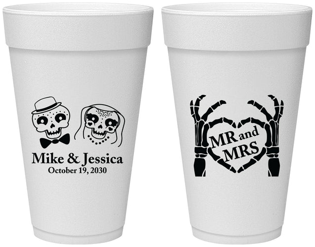 Personalized Wedding 20 oz Foam Cups - Mr And Mrs Halloween | 206