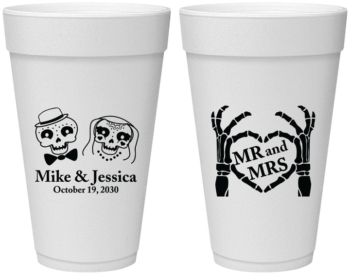 Personalized Wedding 20 oz Foam Cups - Mr And Mrs Halloween | 206