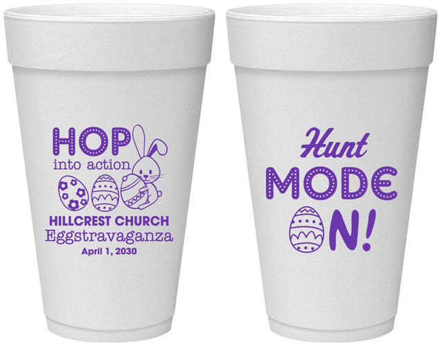Personalized Easter 20 oz Foam Cups - Hunt Mode On Bunny | 210000