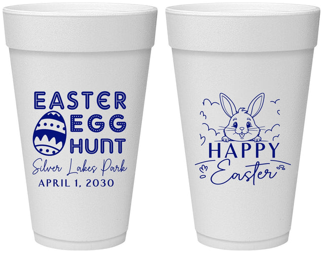 Personalized Easter 20 oz Foam Cups - Egg Hunt Bunny | 210005