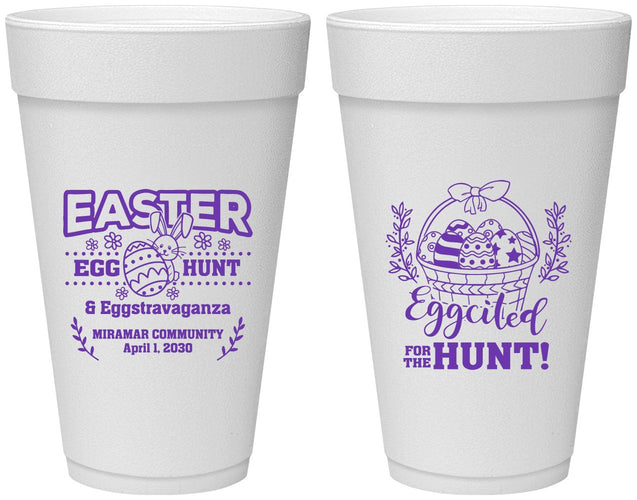 Personalized Easter 20 oz Foam Cups - Eggcited For Hunt Bunny | 210006