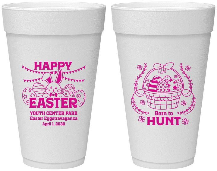 Personalized Easter 20 oz Foam Cups - Born To Hunt Bunny | 210007