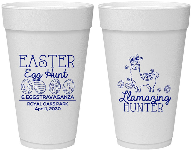 Personalized Easter 20 oz Foam Cups - Llama Eggs | 210009