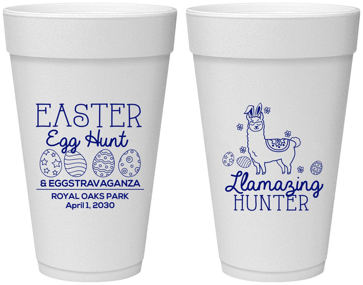 Personalized Easter 20 oz Foam Cups - Llama Eggs | 210009