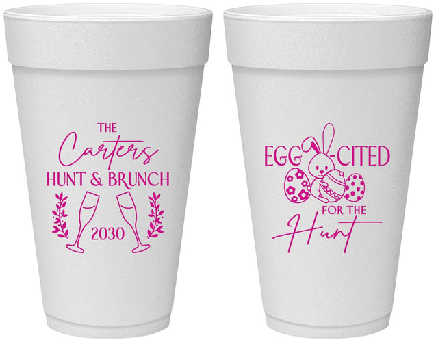 Personalized Easter 20 oz Foam Cups - Eggcited For Hunt Bunny | 210011