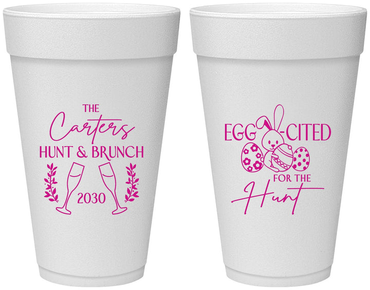 Personalized Easter 20 oz Foam Cups - Eggcited For Hunt Bunny | 210011