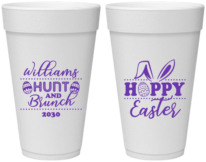 Personalized Easter 20 oz Foam Cups - Hoppy Bunny Eggs | 210012
