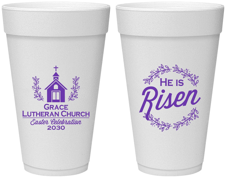 Personalized Easter 20 oz Foam Cups - He Is Risen | 210026