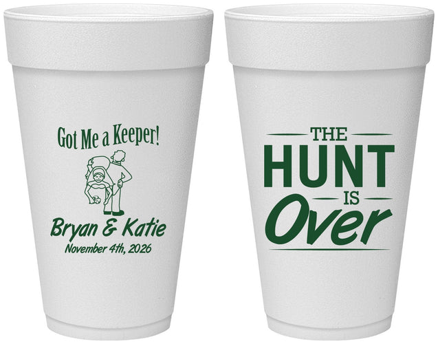 Personalized Wedding 20 oz Foam Cups - The Hunt Is Over | 216