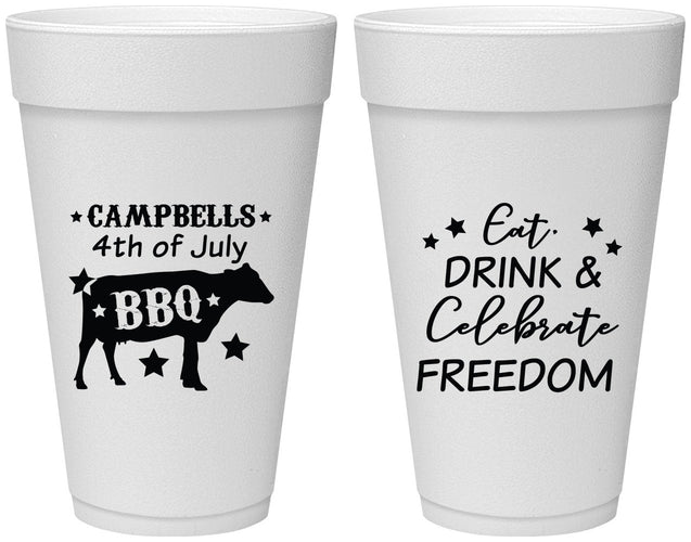 Personalized 4th Of July 20 oz Foam Cups - Eat Drink Freedom | 220000