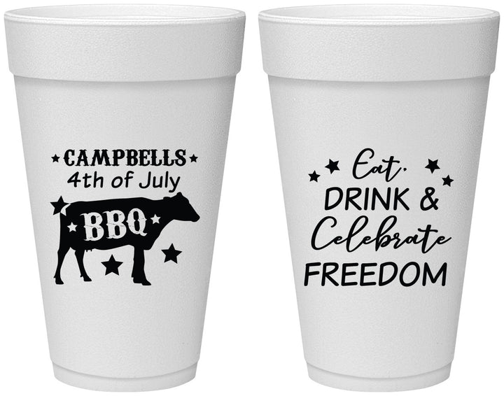 Personalized 4th Of July 20 oz Foam Cups - Eat Drink Freedom | 220000