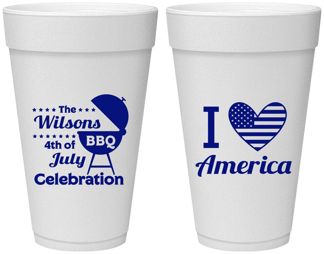 Personalized 4th Of July 20 oz Foam Cups - Barbecue Bbq | 220007