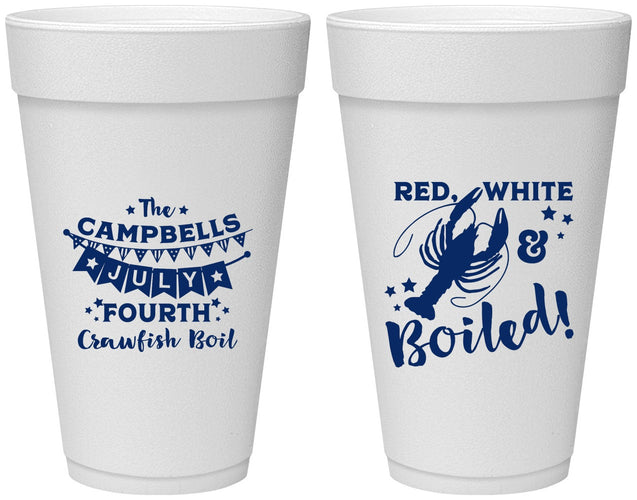 Personalized 4th Of July 20 oz Foam Cups - Crawfish Boil | 220013