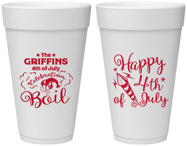 Personalized 4th Of July 20 oz Foam Cups - Crawfish Boil | 220018