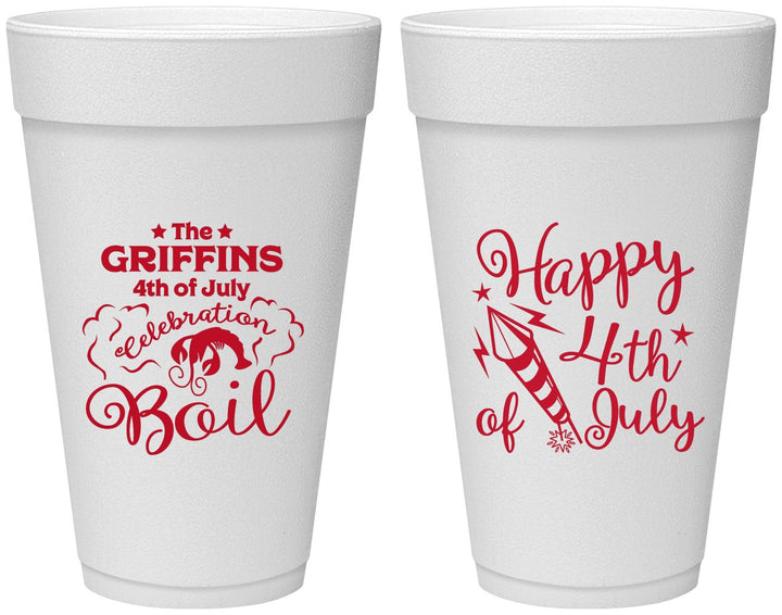 Personalized 4th Of July 20 oz Foam Cups - Crawfish Boil | 220018