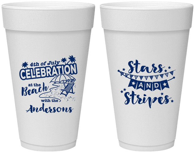 Personalized 4th Of July 20 oz Foam Cups - Fireworks | 220021