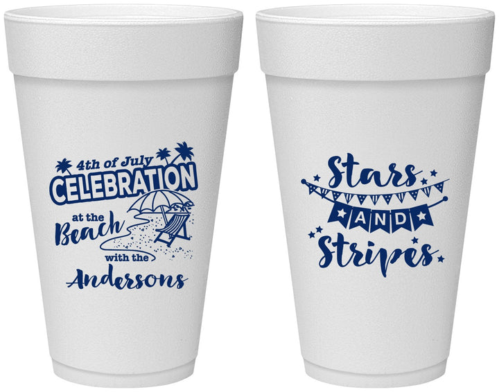 Personalized 4th Of July 20 oz Foam Cups - Fireworks | 220021