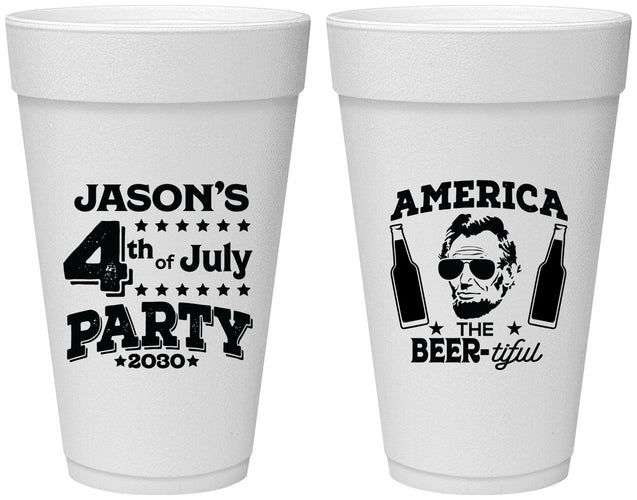 Personalized 4th Of July 20 oz Foam Cups - Bbq Lincoln | 220036