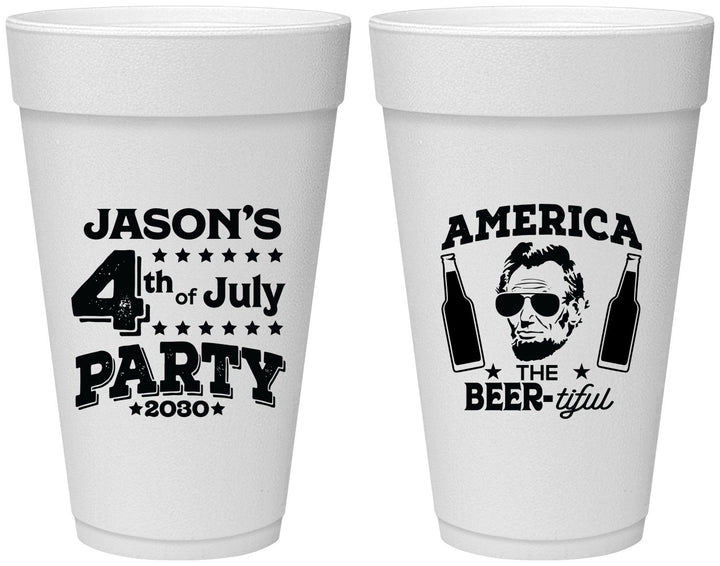 Personalized 4th Of July 20 oz Foam Cups - Bbq Lincoln | 220036
