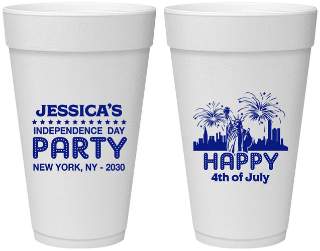 Personalized 4th Of July 20 oz Foam Cups - New York | 220039