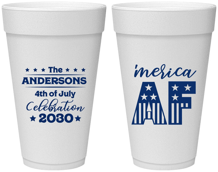 Personalized 4th Of July 20 oz Foam Cups - Merica Af | 220041