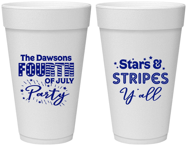 Personalized 4th Of July 20 oz Foam Cups - Stars Stripes | 220047