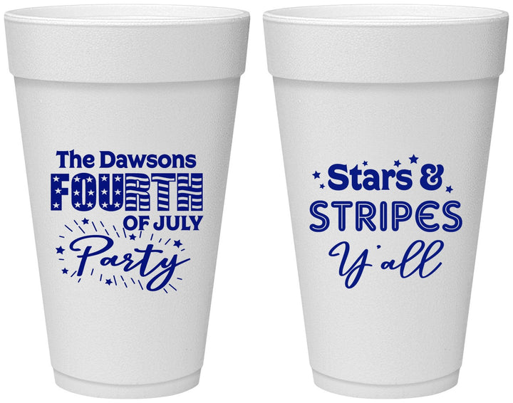 Personalized 4th Of July 20 oz Foam Cups - Stars Stripes | 220047
