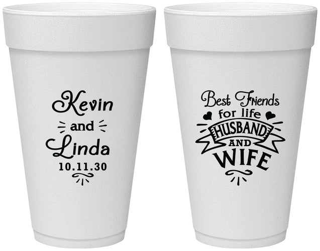 Personalized Wedding 20 oz Foam Cups - Best Friends | 221