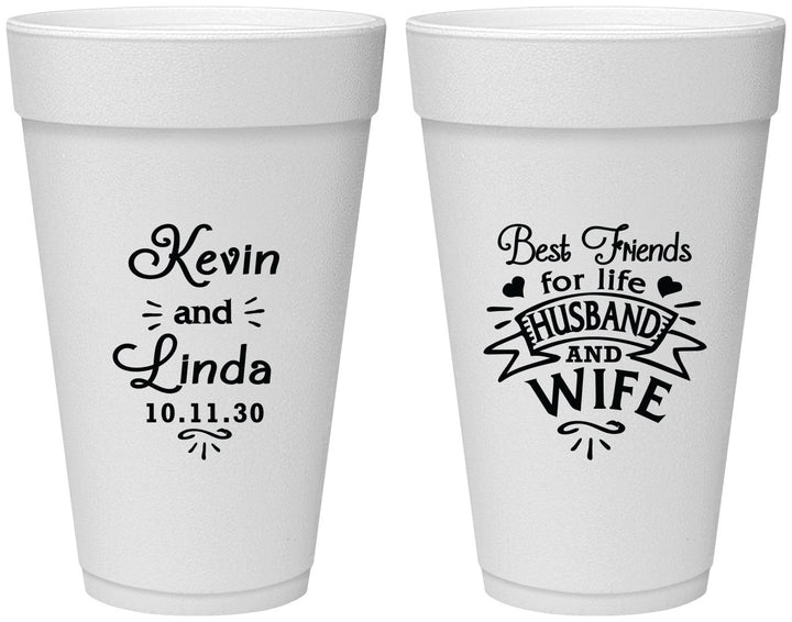 Personalized Wedding 20 oz Foam Cups - Best Friends | 221