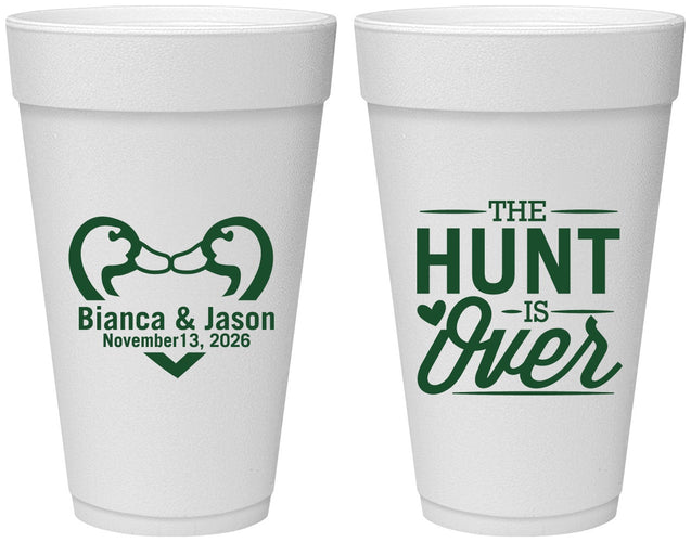 Personalized Wedding 20 oz Foam Cups - The Hunt Is Over Duck | 227