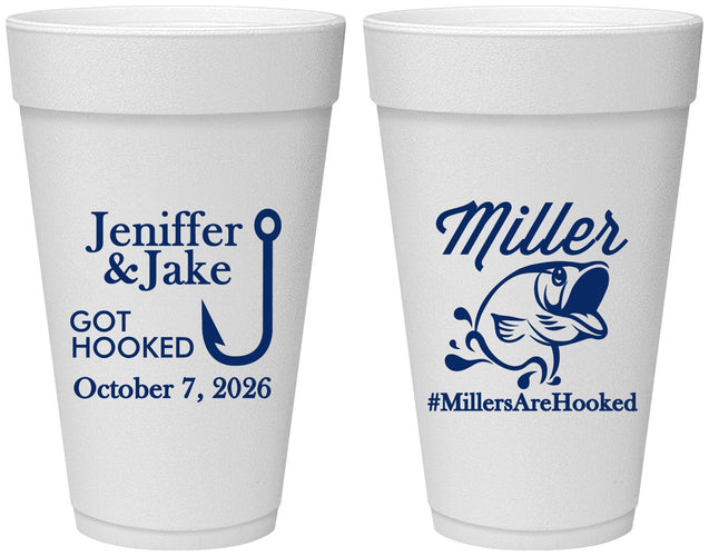 Personalized Wedding 20 oz Foam Cups - Got Hook Fish | 230