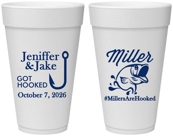 Personalized Wedding 20 oz Foam Cups - Got Hook Fish | 230