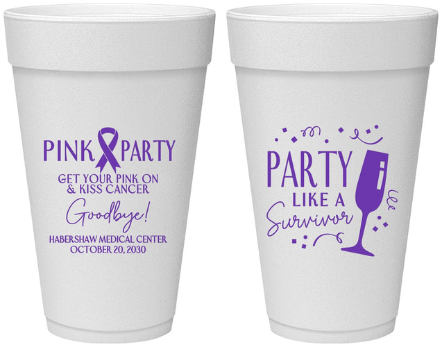 Personalized Awareness 20 oz Foam Cups - Pink Party | 230000