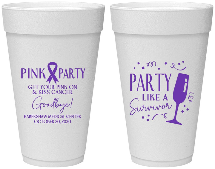 Personalized Awareness 20 oz Foam Cups - Pink Party | 230000