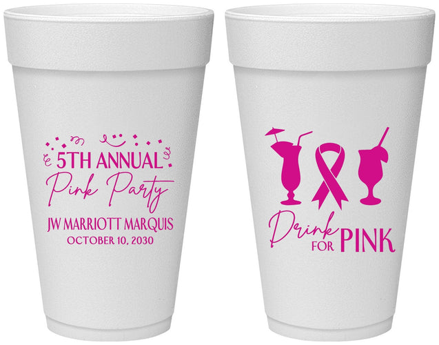 Personalized Awareness 20 oz Foam Cups - Drink For Pink | 230001