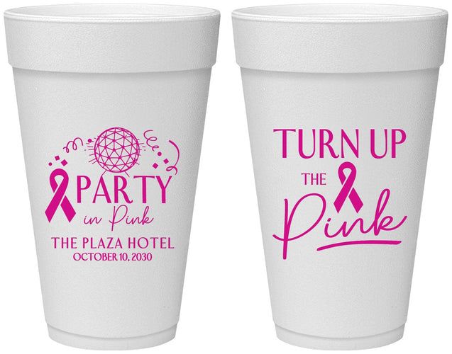 Personalized Awareness 20 oz Foam Cups - Party In Pink | 230002