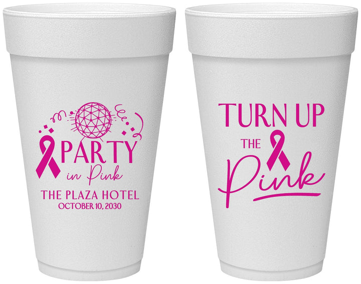 Personalized Awareness 20 oz Foam Cups - Party In Pink | 230002